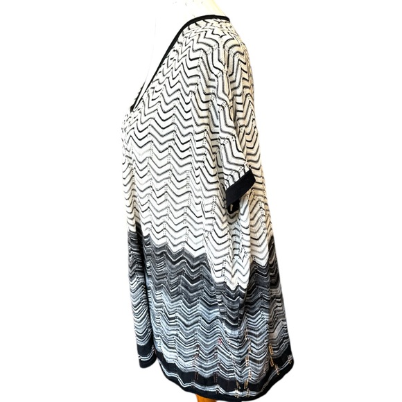 BCBGMaxAzria new tunic style top black and white short sleeve one size f… - Picture 2 of 7